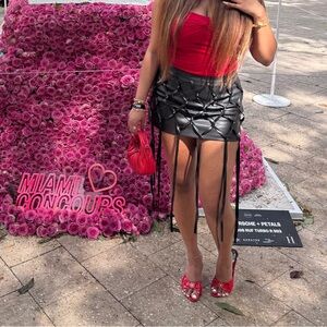 Fashion Nova Black Leather Detail mini skirt